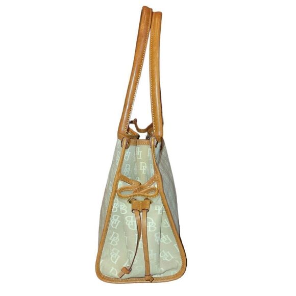 Dooney and Bourke Medium Canvas Leather Monogram Tote Purse Sand - Picture 2 of 15